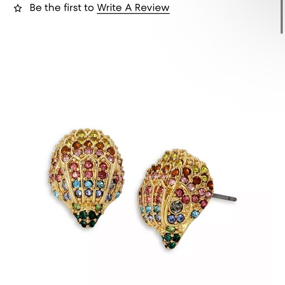 Kurt Geiger Gold Multicolor eagle head pierced Earrings nwt - Picture 2 of 6